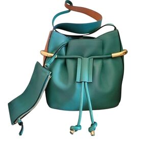 CHLOE Emma Green Leather Bucket Bag